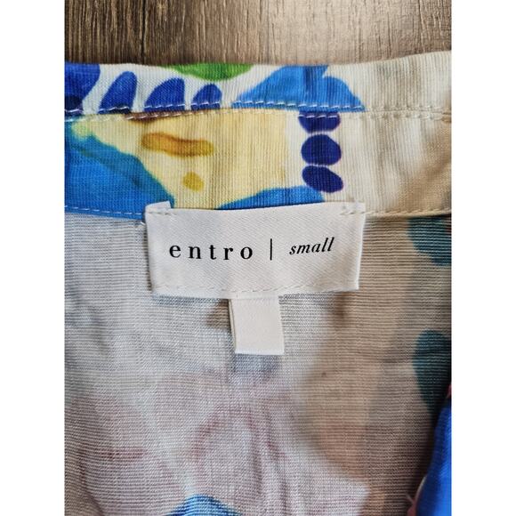 Entro Vibrant Floral Smocked Blouse Women's Size S Bohemian Colorful Party - Picture 6 of 11